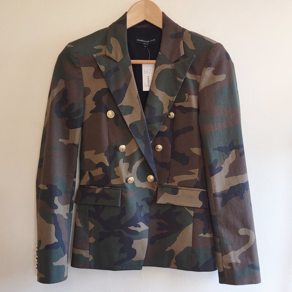 NWT Generation Love Camo Blazer Edgy Military-Inspo Utility Luxe  Size XS - Picture 7 of 15